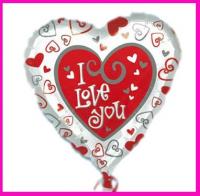 【札幌市内送料無料】メッセージバルーンアレンジ「I　LOVE　YOU」Cシルバーポット